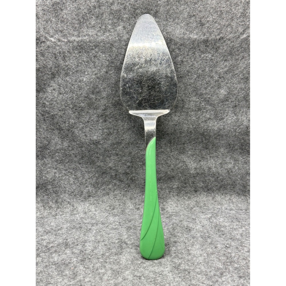 Fiesta Stainless Steel Pie Cake Server Green Swirl Handle Dancing Lady Etched